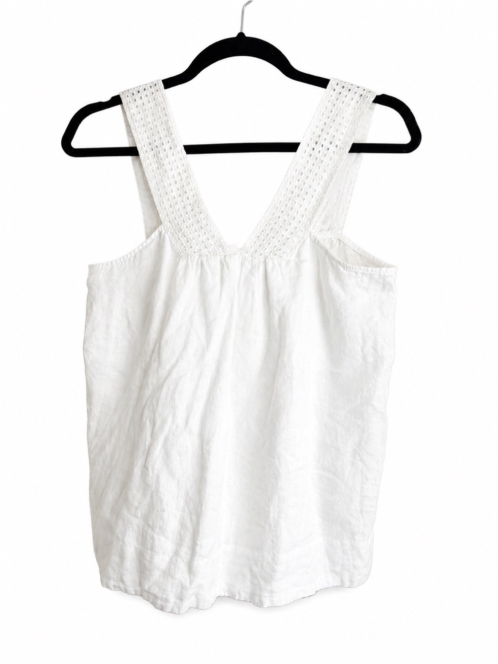 J.Crew Women’s White 100% Cotton Lace Strap Tank Top. Size: 6